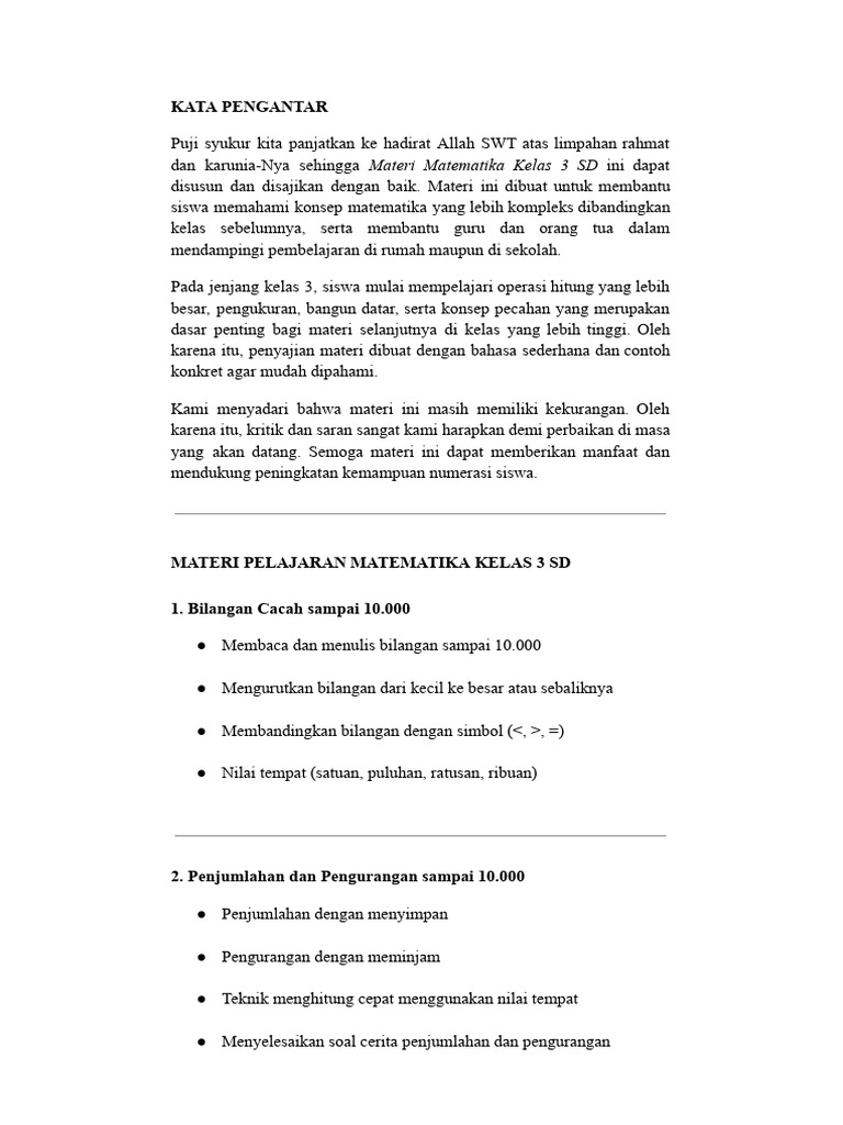 Materi Matematika Kelas 3 SD | PDF