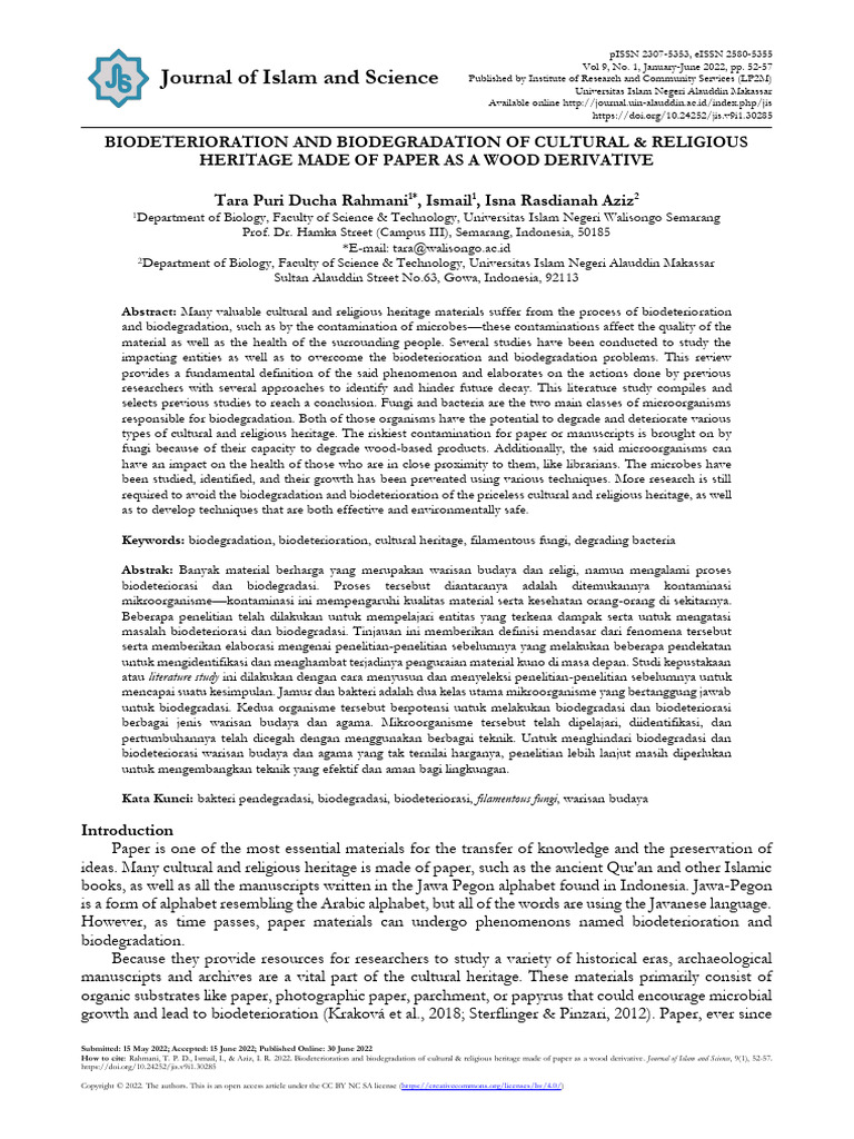 Biodeterioration and Biodegradation of Cultural Re | PDF ...