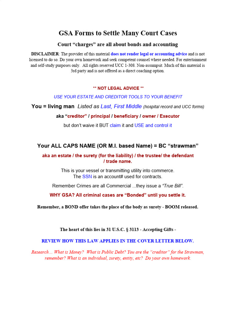 GSA Forms To Settle Court | PDF | Mail | Surety