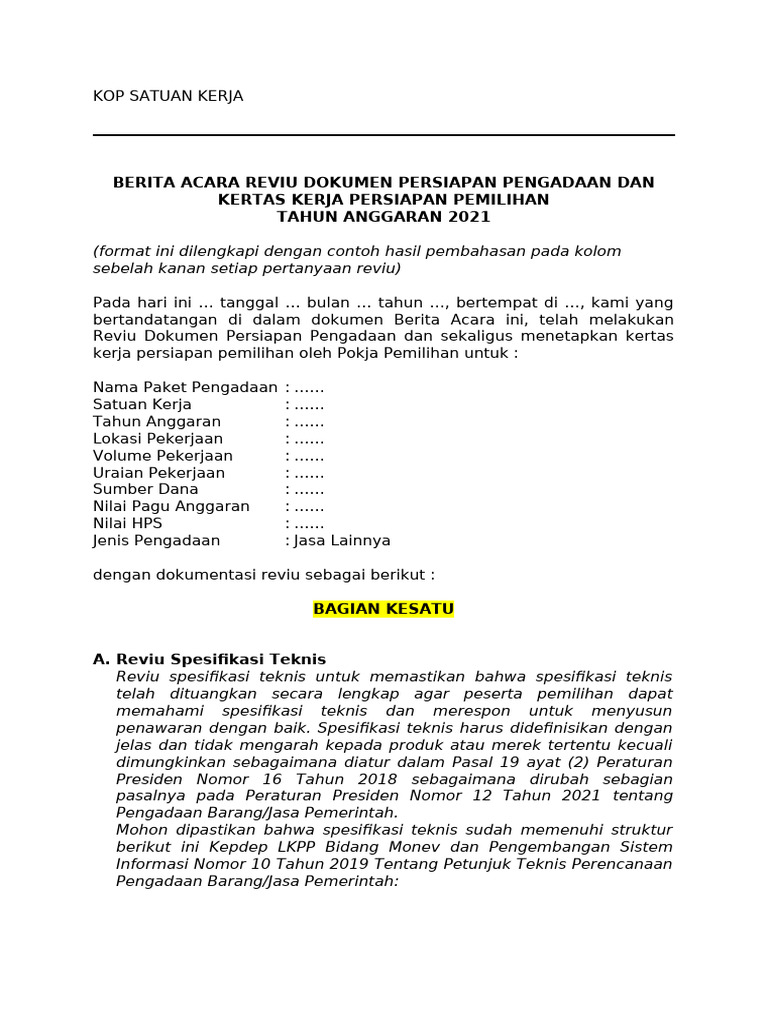 Reviu Dokumen Pengadaan 2021 | PDF