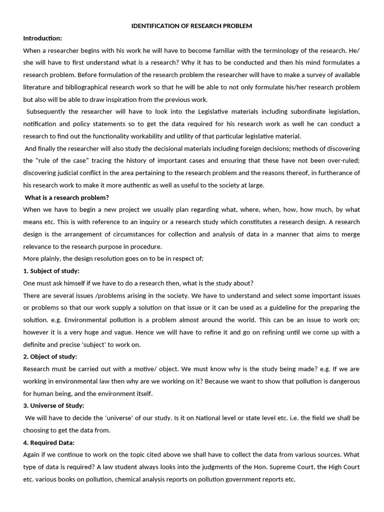 Research Problem Identification Guide | PDF | Legislation | Legislature