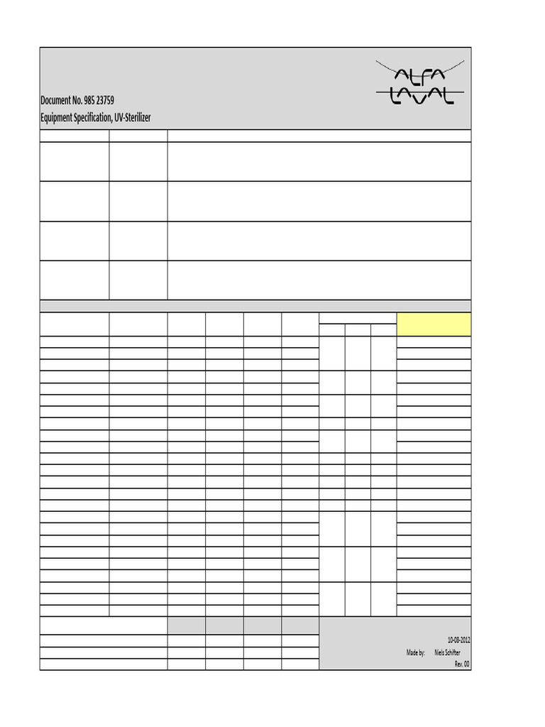 UV Sterilizer Equipment Specifications | PDF | Equipment | Manufactured ...