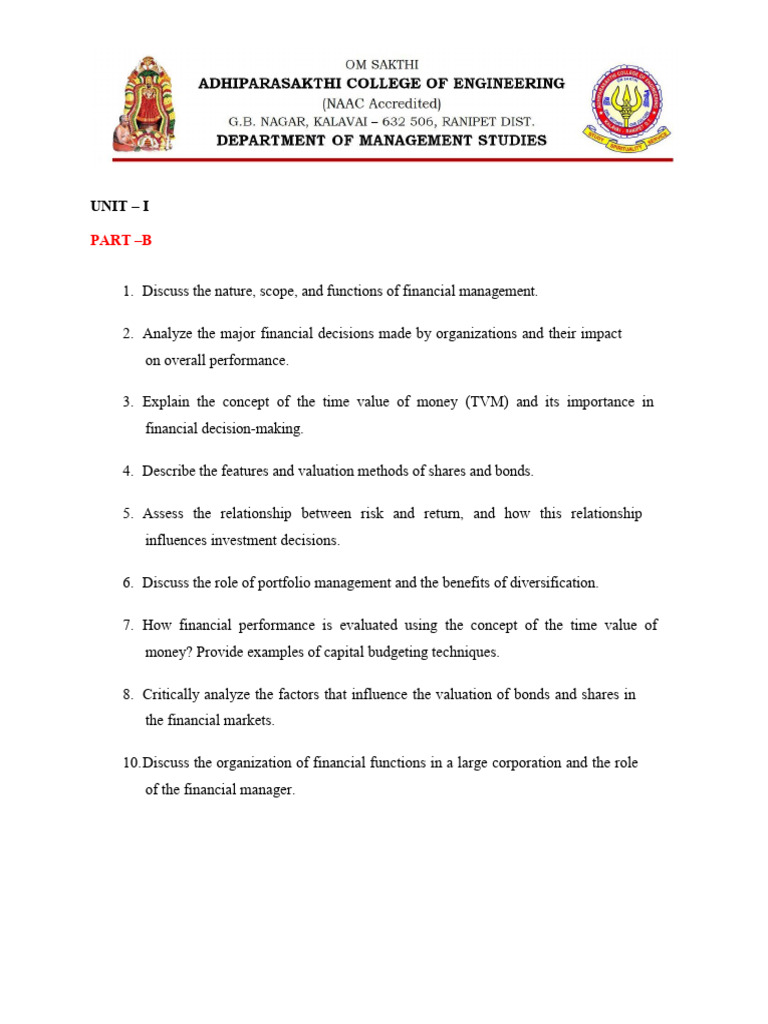 Ba4202 FM Part B QB - Theory | PDF | Capital Budgeting | Net Present Value