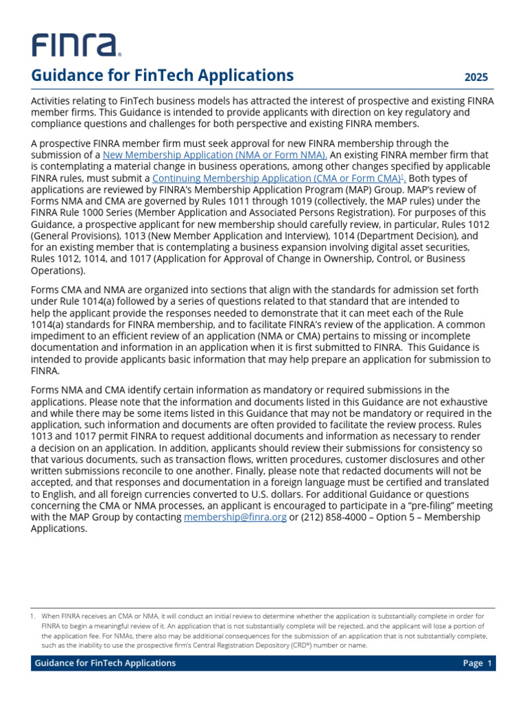 FinTech Application Guidance for FINRA | PDF | Regulatory Compliance ...