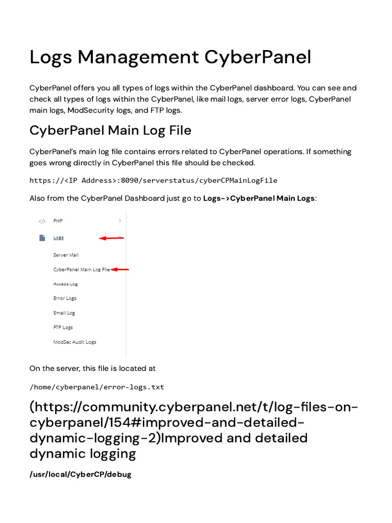 Logs Management CyberPanel - Knowledge Base | PDF | Web Server ...