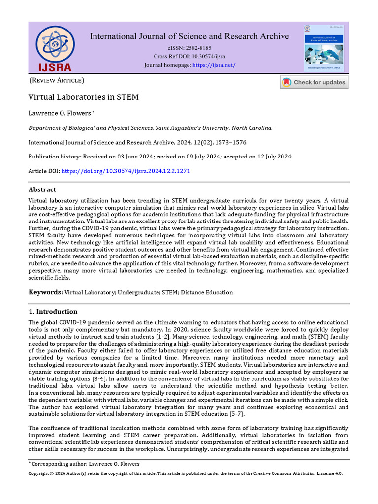 Virtual Labs in STEM Education Benefits | PDF | Laboratories | Virtual ...
