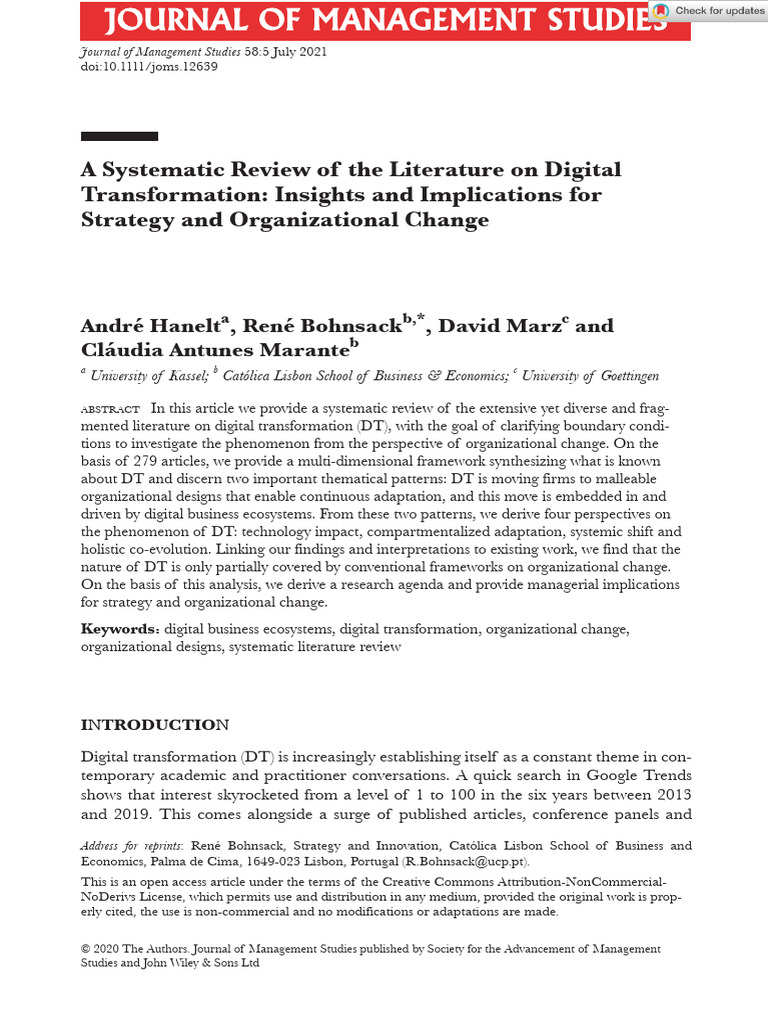 A Systematic Review of The Literature On Digital Transformation ...