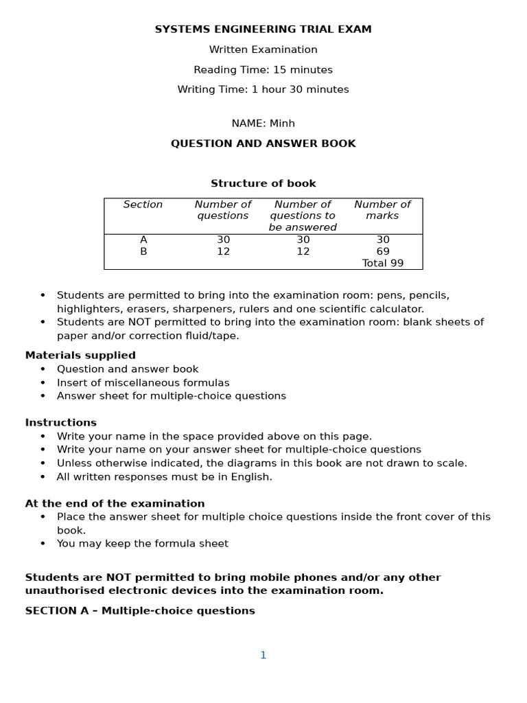 Systems Engineering Past Exams75280116