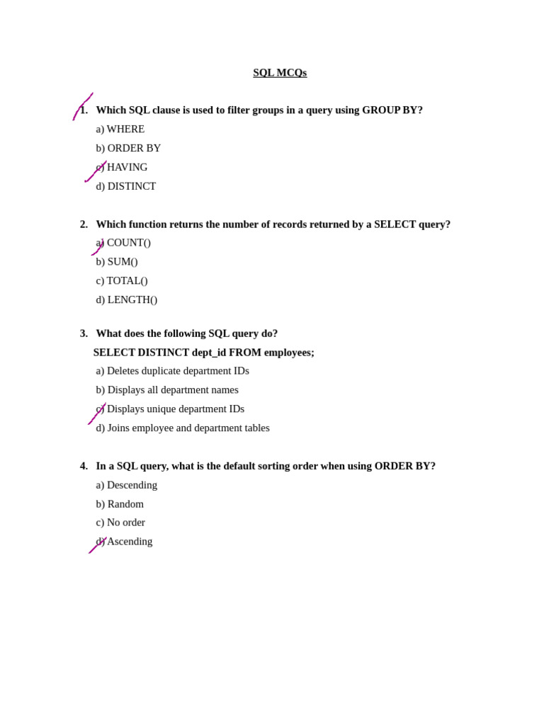 SQL_MCQs_Answers[1] | PDF | Sql | Computing