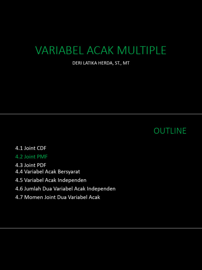 Pemahaman Joint PMF Variabel Acak | PDF