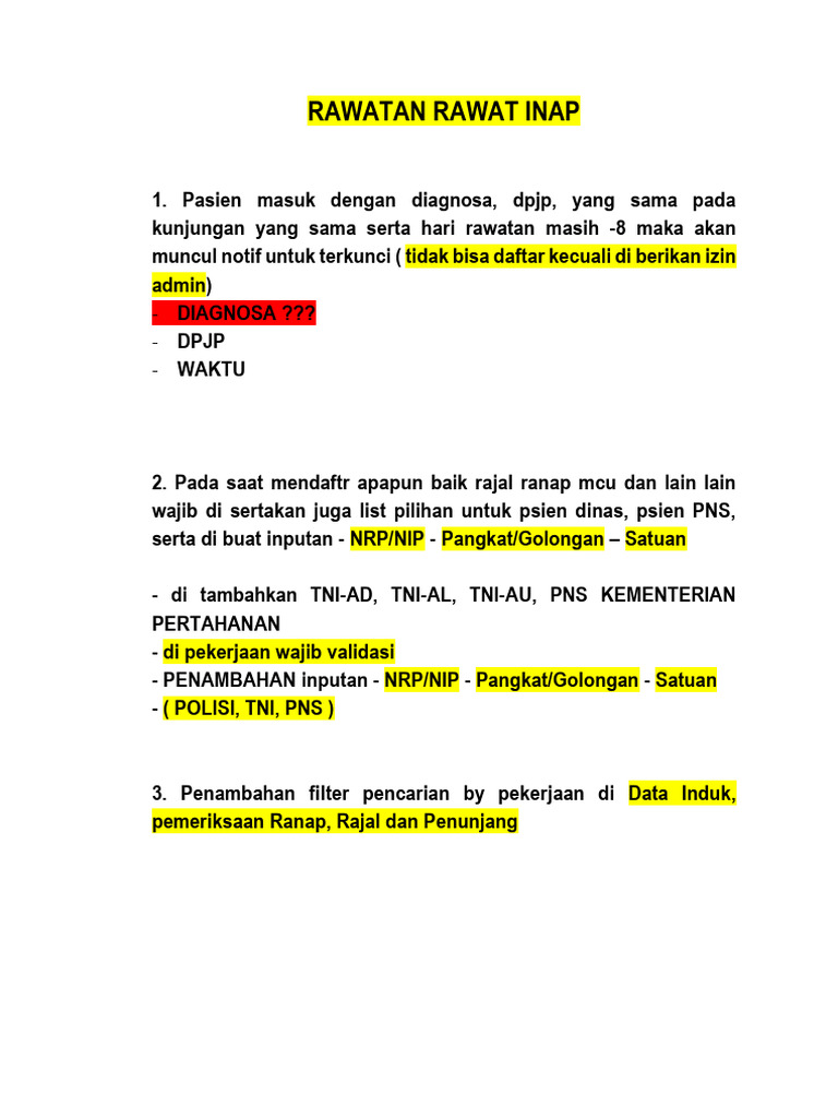 Prosedur Rawatan Inap dan Pendaftaran | PDF