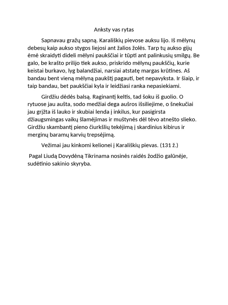 DIKTANTAS.Ankstyvas rytas | PDF