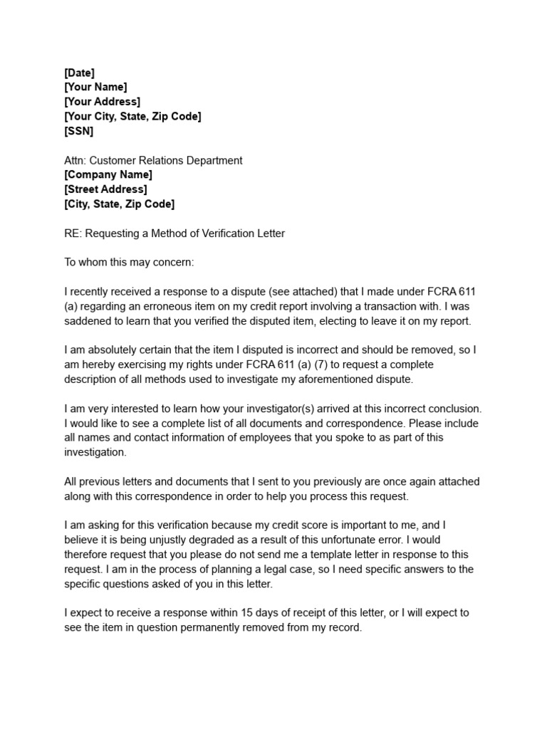 Round 2 Letter - Method of Verification Letter | PDF