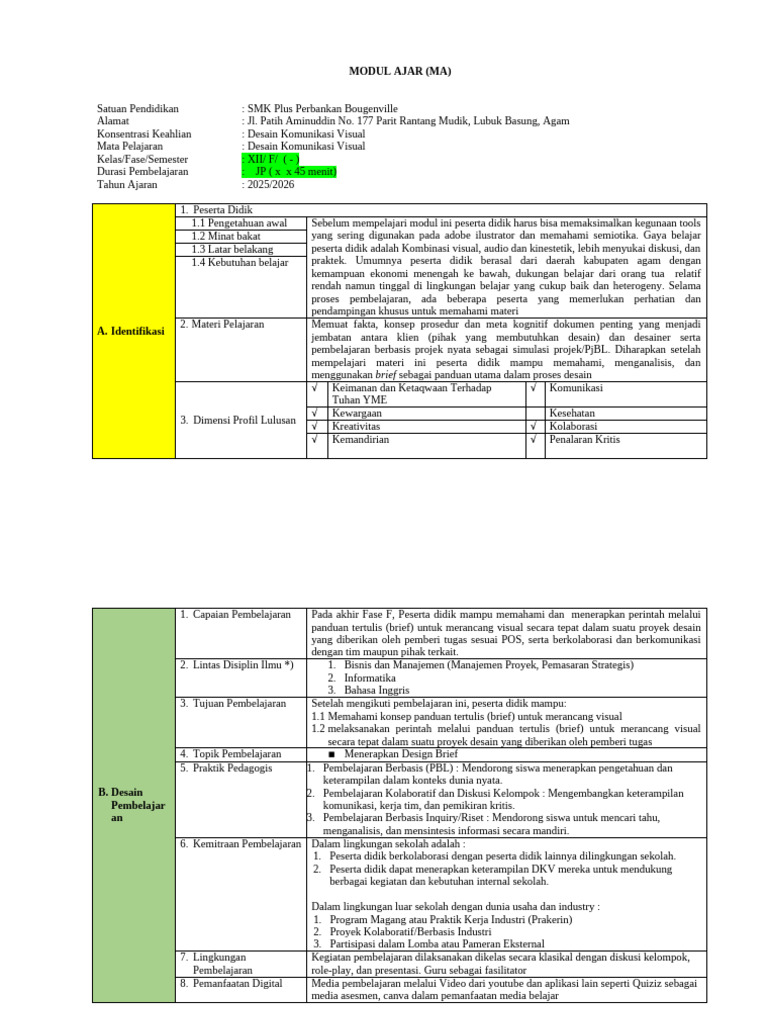 Modul Ajar Desain Komunikasi Visual | PDF