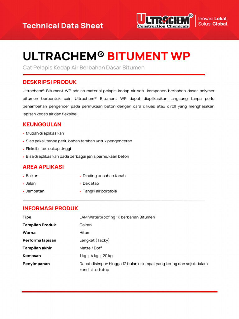 Cat Kedap Air Bitumen Ultrachem® WP | PDF