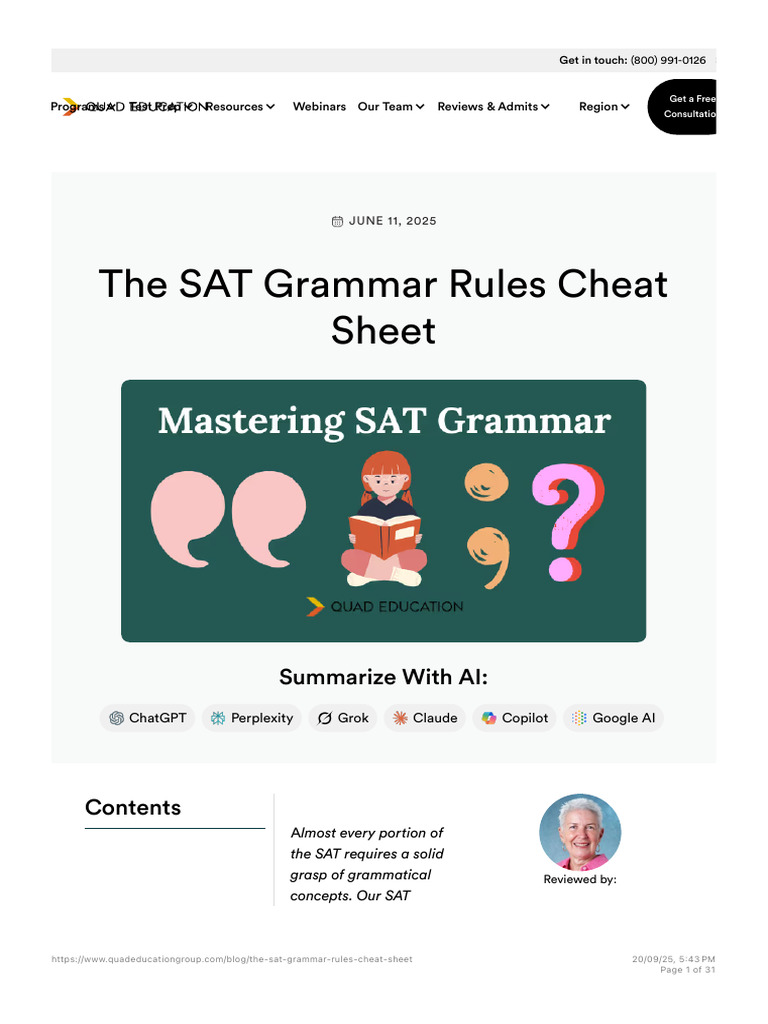 SAT Grammar Rules Cheat Sheet | PDF | Grammatical Number | Plural
