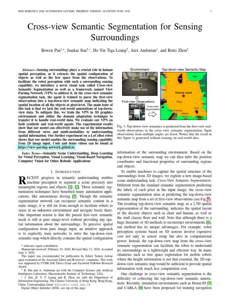 Cross-View Semantic Segmentation for Robots | PDF | Image Segmentation ...