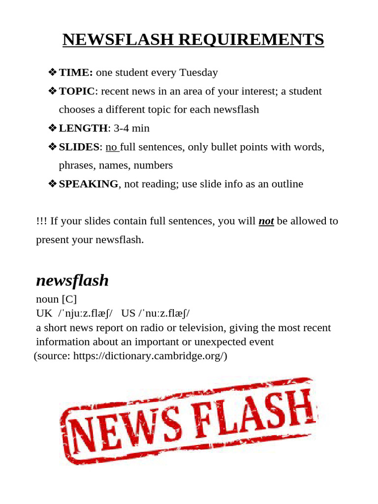 Newsflash Presentation Guidelines | PDF