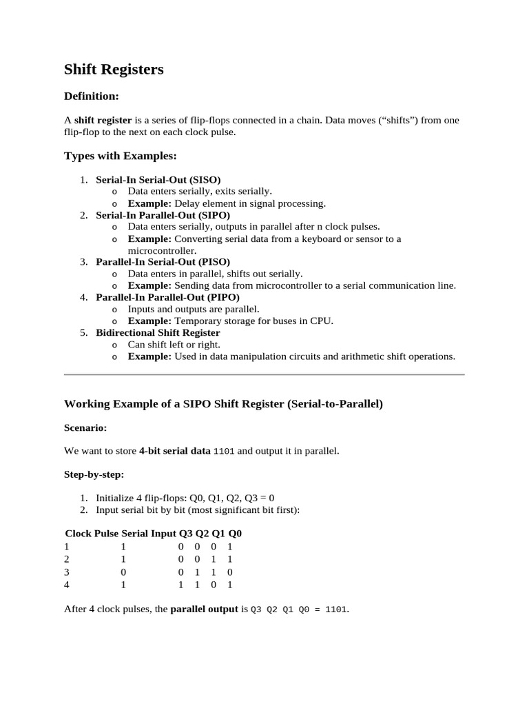 Understanding Shift Registers and Types | PDF
