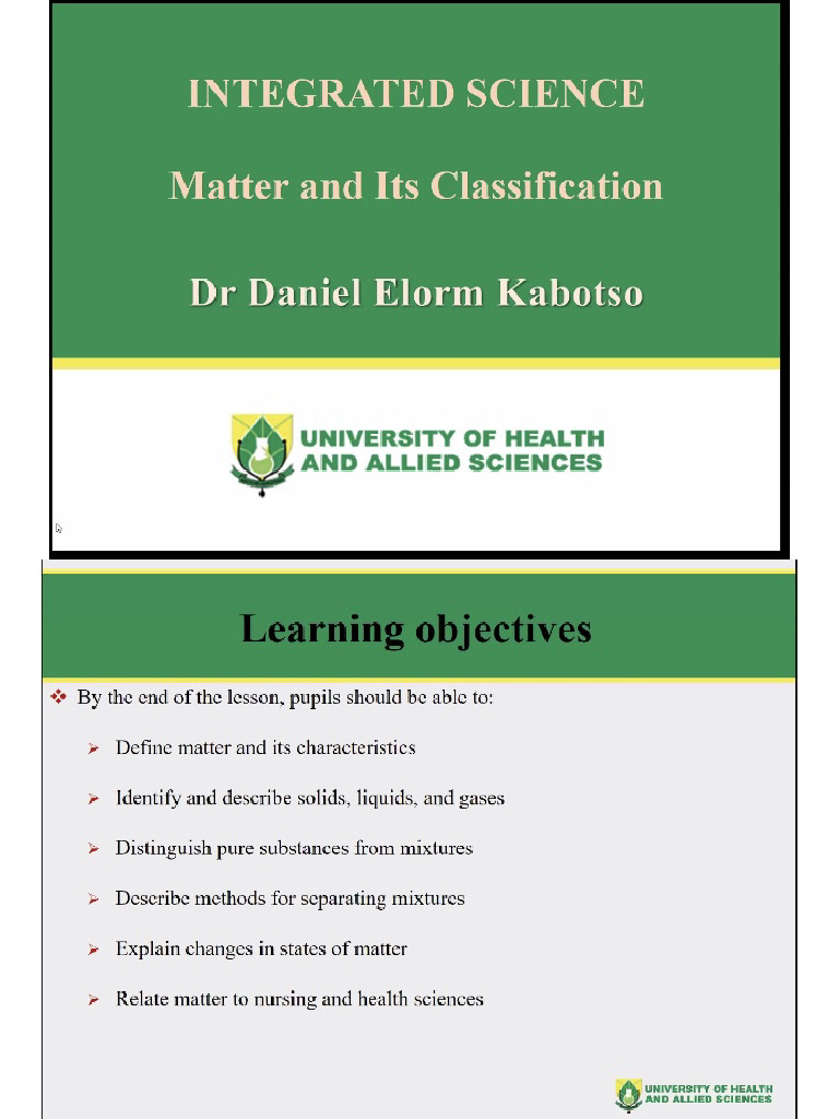 INTEGRATED SCIENCE (Matter and Its Classification) | PDF