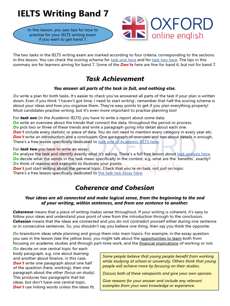 IELTS Writing Tips for Band 7 Success | PDF | Vocabulary | Word