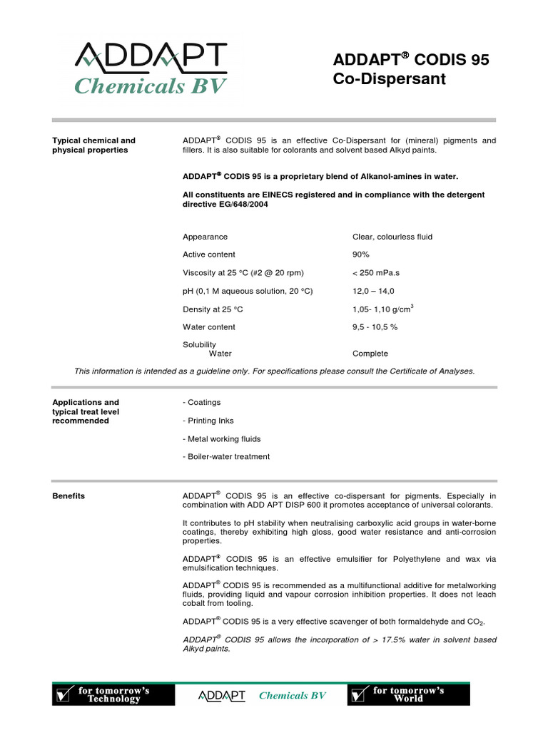 ADDAPT CODIS 95 Co-Dispersant Overview | PDF