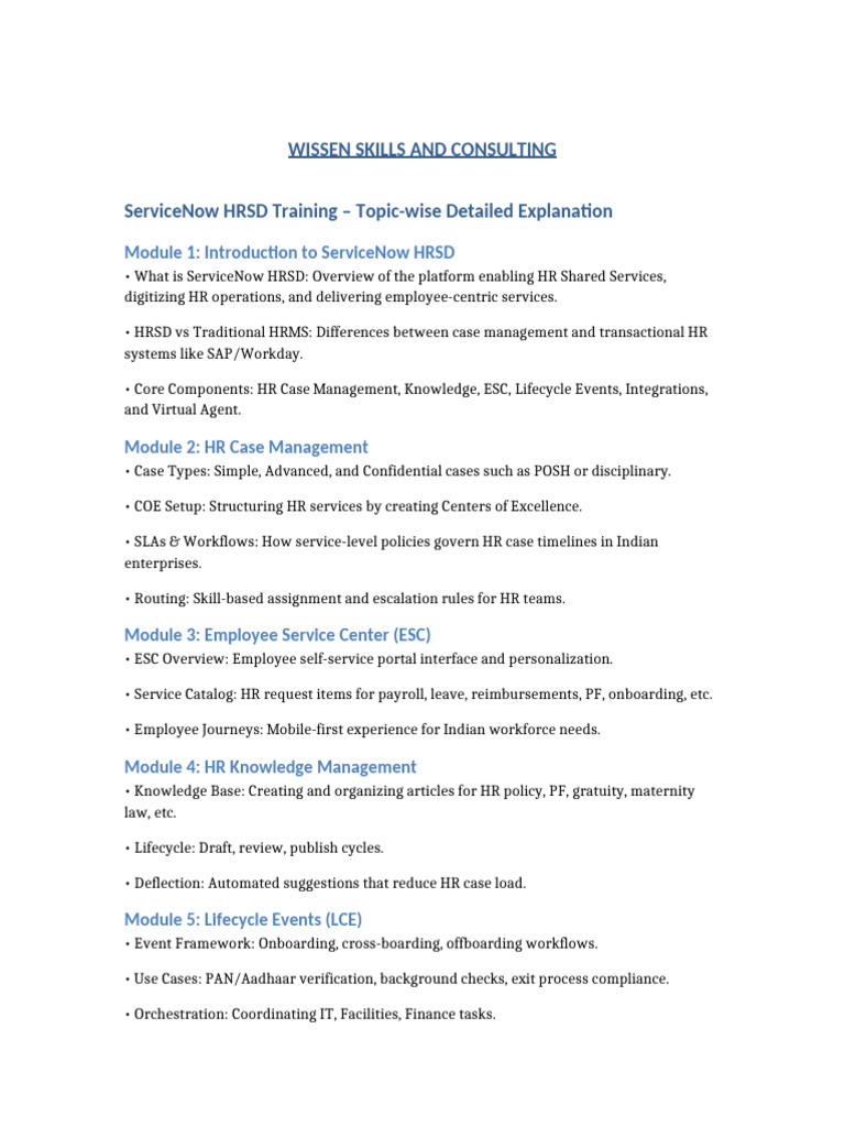 ServiceNow HRSD Training Overview | PDF | Information Technology | Business