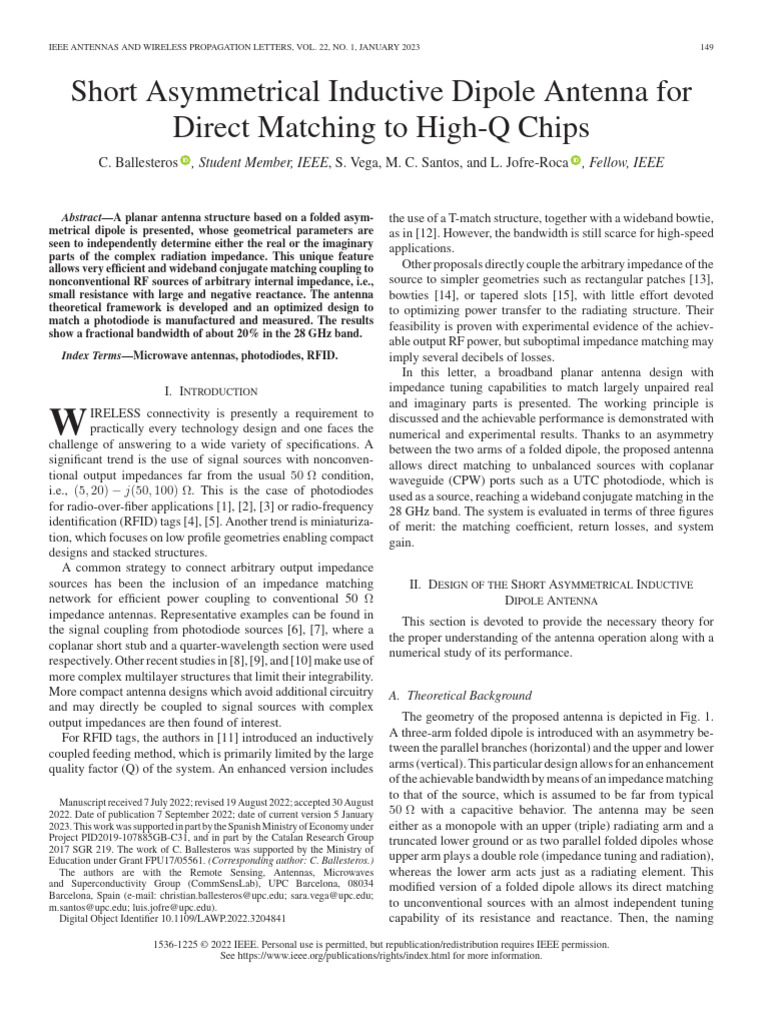 Short Asymmetrical Dipole Antenna Design | PDF | Antenna (Radio ...