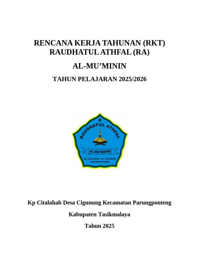 RKT RA Al-Mu’minin 2025/2026 | PDF