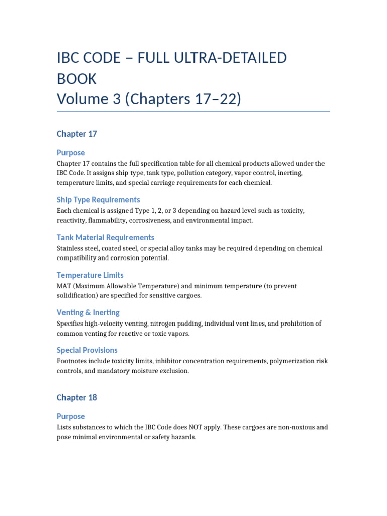 IBC Code Chemical Specifications Guide | PDF | Toxicity | Hazards