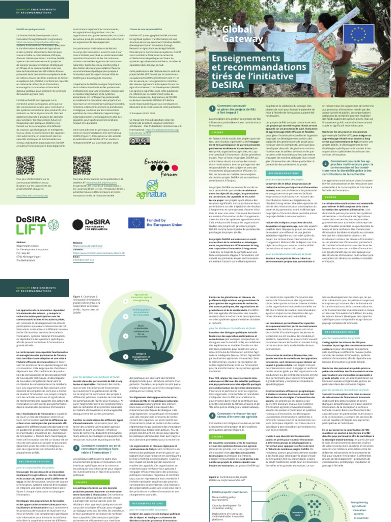 Enseignements et recommandations DeSIRA | PDF | Innovation | Union ...