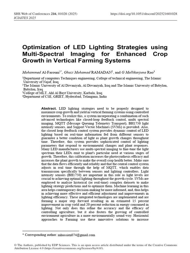 Shsconf Iciaites2025 010288 | PDF | Light Emitting Diode | Control Theory