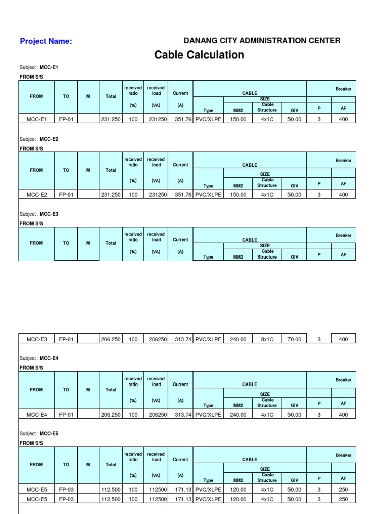 Cable Calculation 3