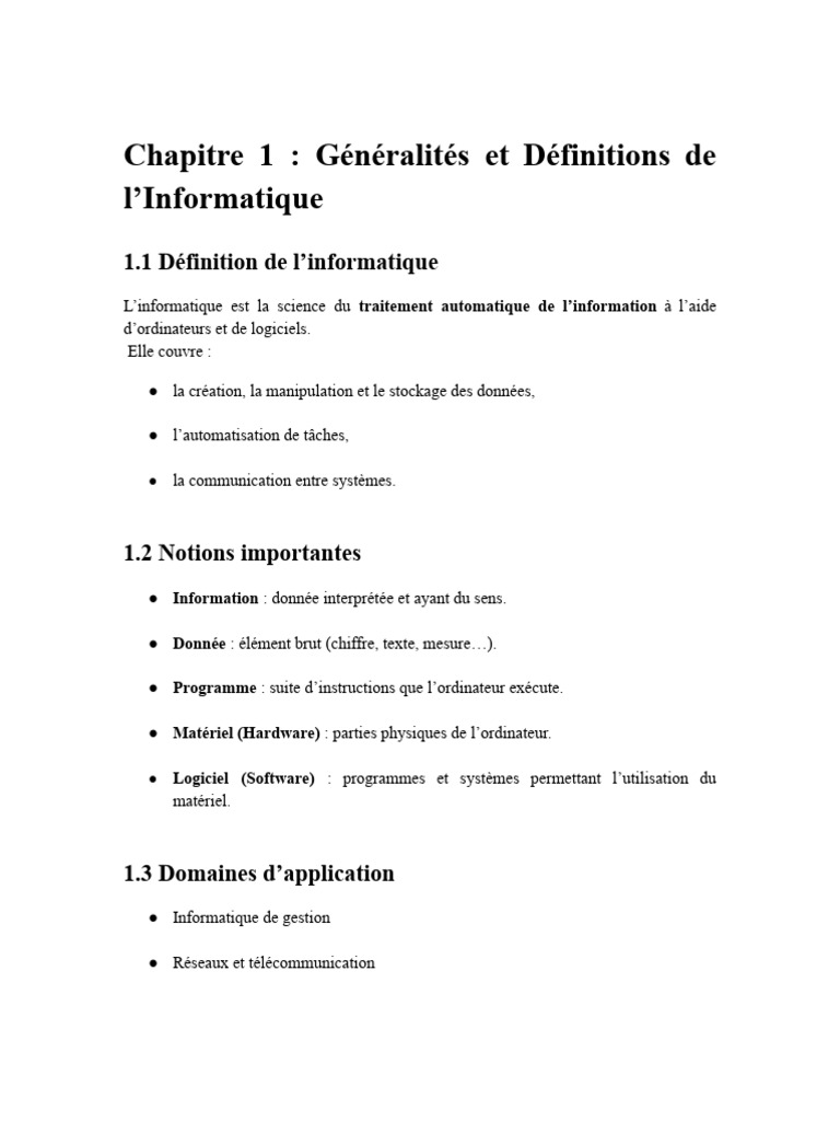 Introduction à l'Informatique et Systèmes | PDF | Informatique ...