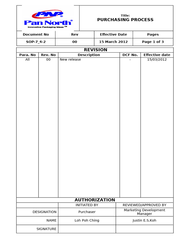 Purchasing Process SOP Overview | PDF | Business