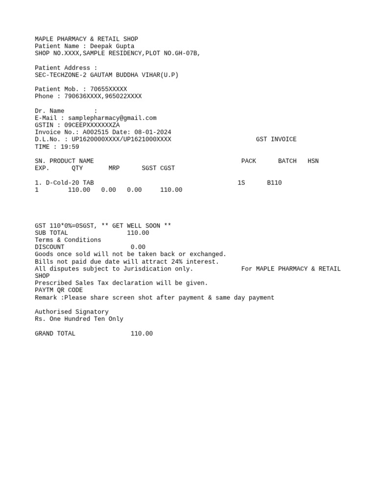 Medical Bill Format PDF | PDF