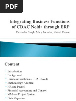 05 Integrating Business Functions Of Cdac Noida Through Erp