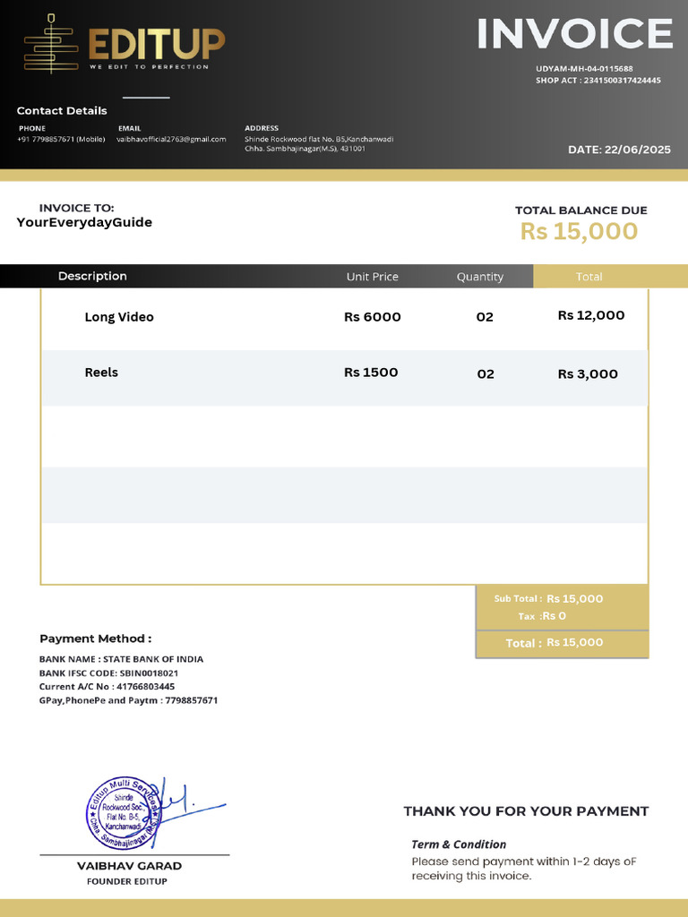 Invoice Yeg | PDF