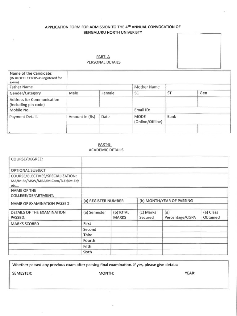 4th Annual Convocation Application Form | PDF