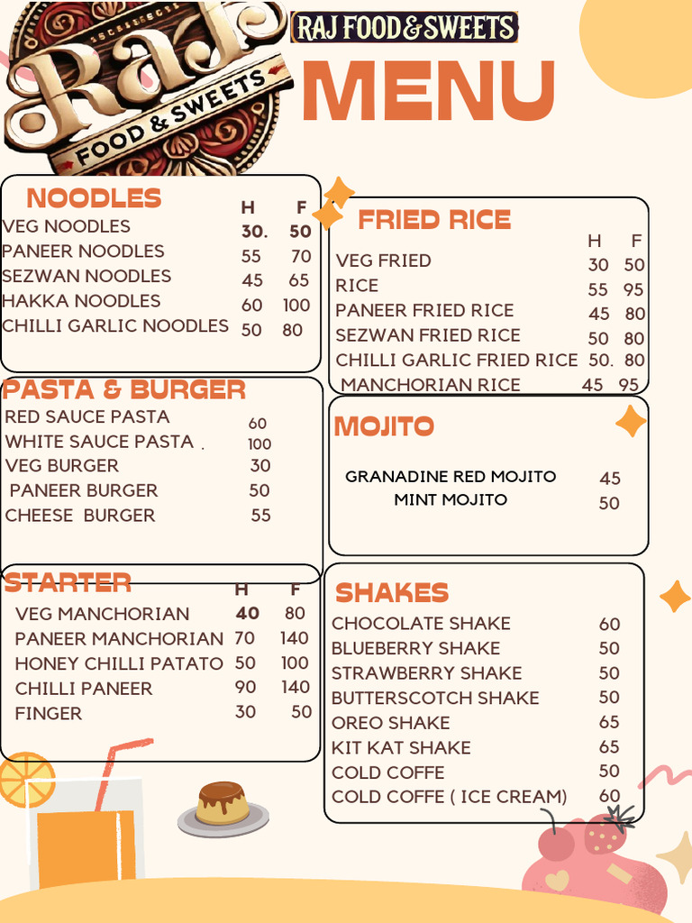 Orange and Cream Illustrative Food Menu PDF | PDF