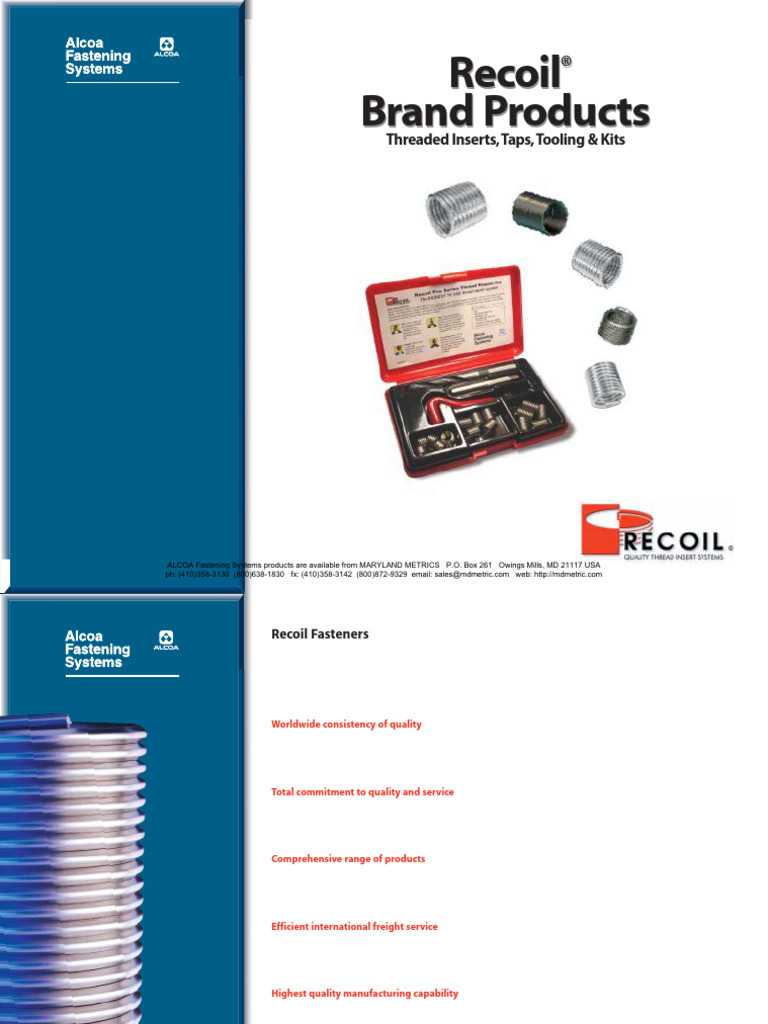 Recoil® Thread Repair Solutions | PDF | Corrosion | Screw