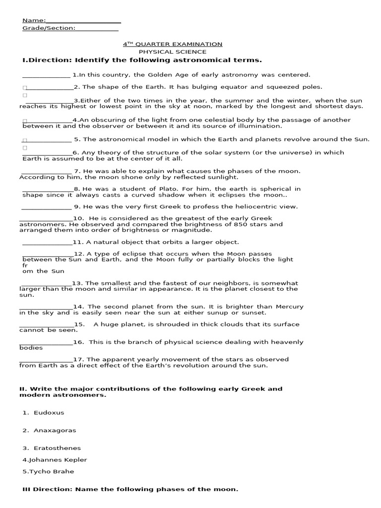 q2 Module 1 2 Notes Physical Science Summative Test | PDF | Moon | Eclipse