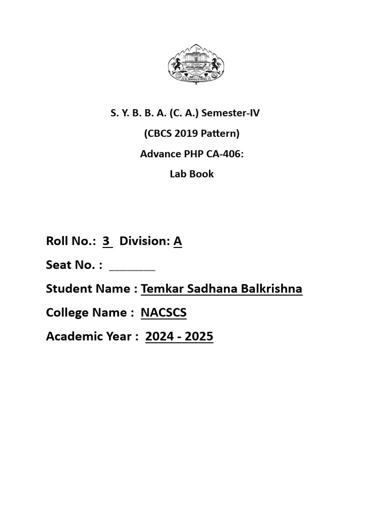 Lab Book Adv PHP | PDF