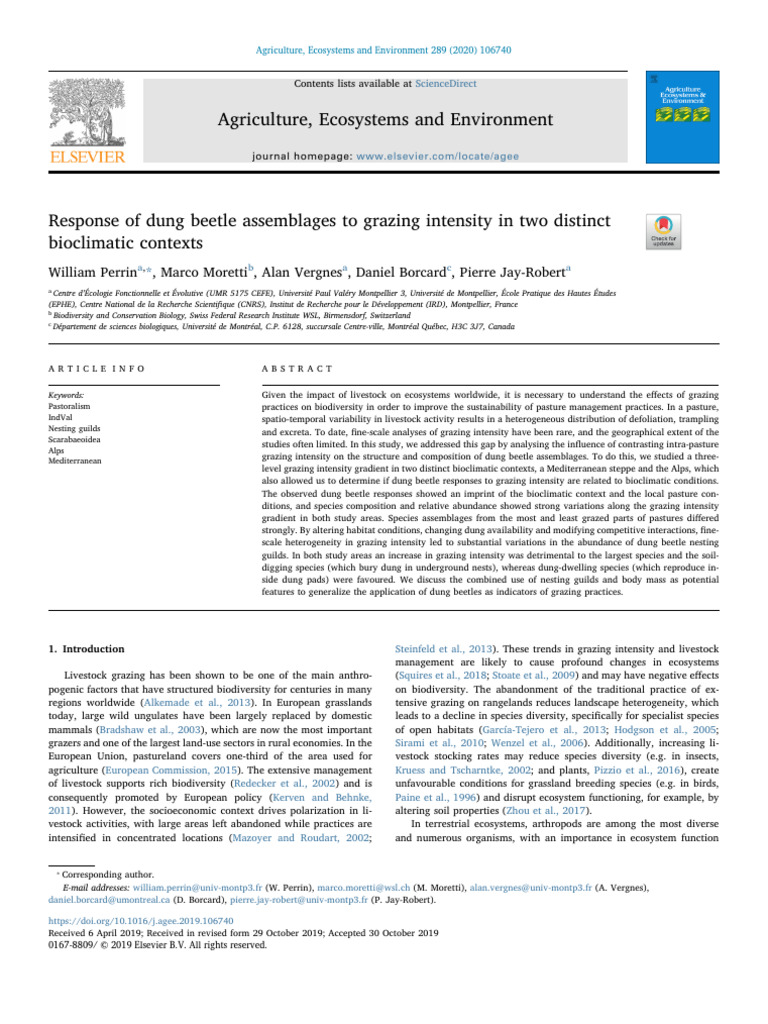 Response of Dung Beetle Assemblages To Grazing | PDF | Grazing ...
