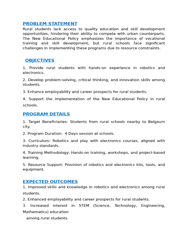 SAMPLE PROPOSAL- skill development | PDF | Capacity Building