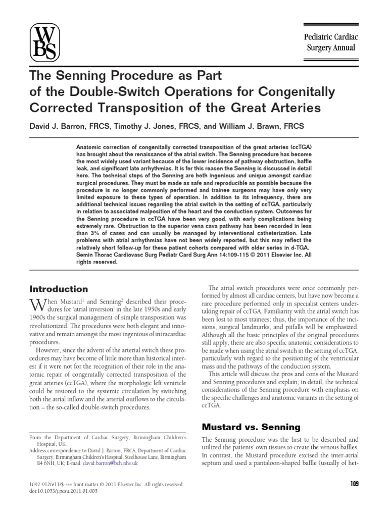 Senning Procedure for ccTGA Explained | PDF | Atrium (Heart) | Vein