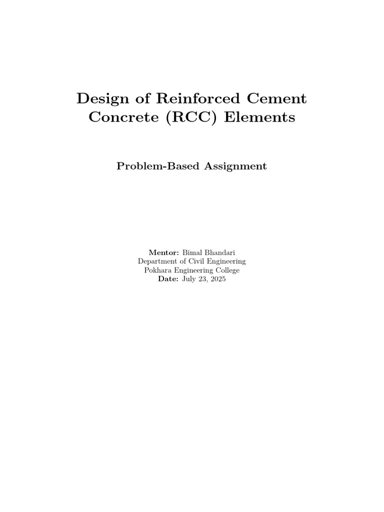 RCC Design Assignment Guidelines | PDF | Beam (Structure) | Column