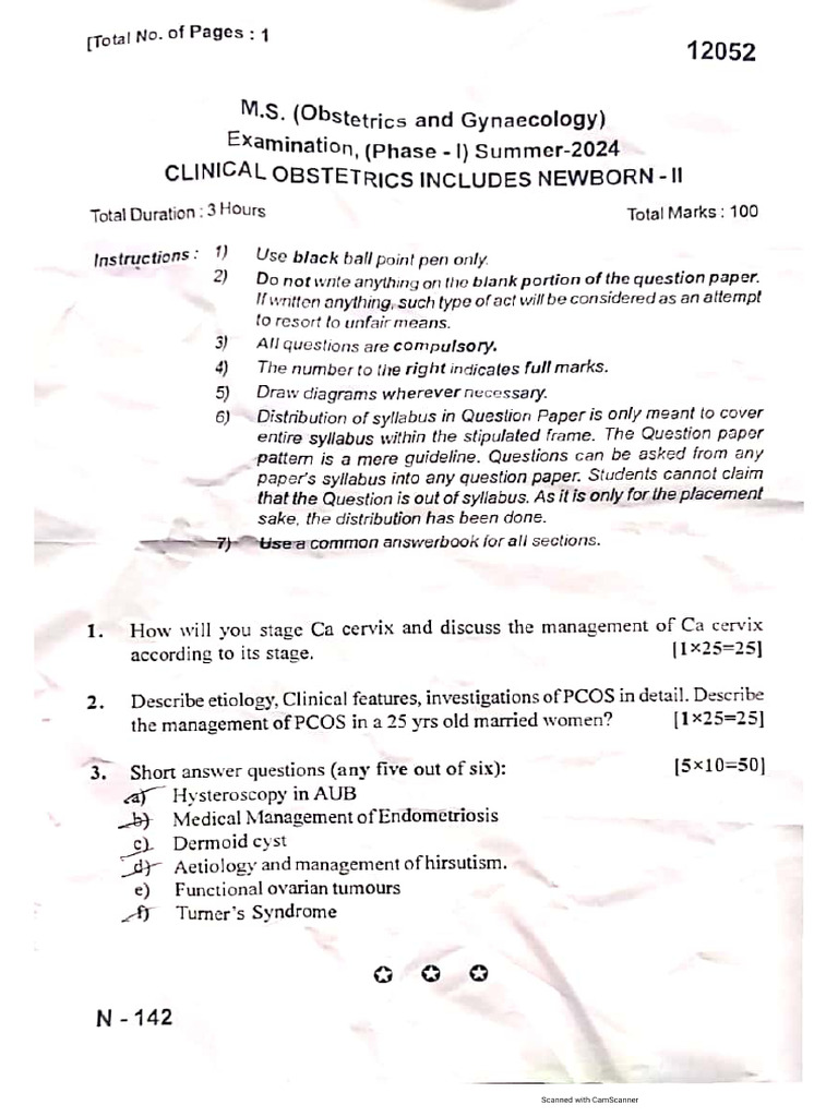 Summer 2024 PG Exam Papers | PDF