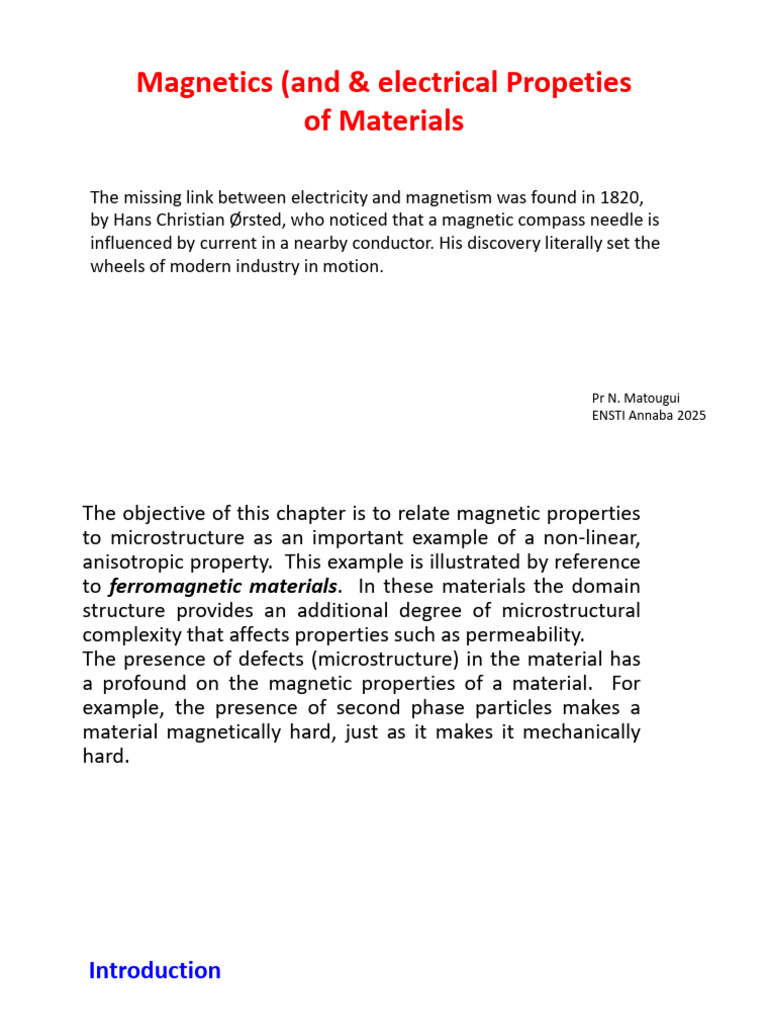 Chapter V - Magnetic Properties of Materials - Part I | PDF | Magnetism ...