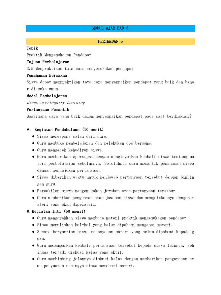 7.3 Modul Ajar - Bab 3 Pertemuan 6 | PDF